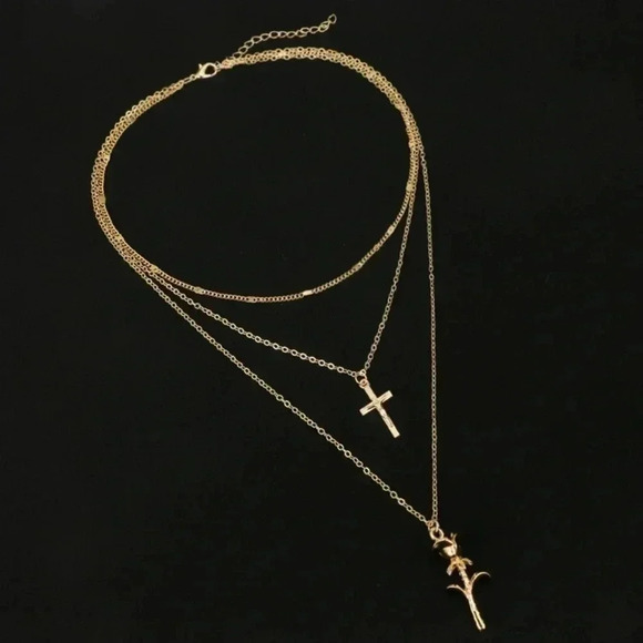 Gold Cross Layering Necklace - Picture 4 of 4